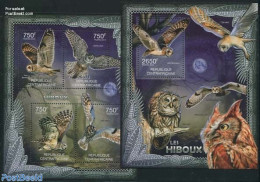 Central Africa 2012 Owls 2 S/s, Mint NH, Nature - Birds - Birds Of Prey - Owls - Zentralafrik. Republik