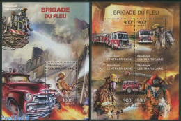 Central Africa 2013 Fire Brigades 2 S/s, Mint NH, Transport - Fire Fighters & Prevention - Feuerwehr