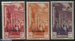 Italian Lybia 1932 Cirenaica, Airmail 3v, Mint NH, Transport - Aircraft & Aviation - Vliegtuigen