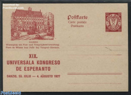 Germany, Danzig 1927 Illustrated Postcard, Esperanto, 20pf, Winterplatz, Unused Postal Stationary, Science - Esperanto.. - Otros & Sin Clasificación