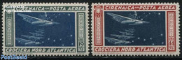 Italian Lybia 1933 Cyrenaica, Rome-Chicago Flight 2v, Mint NH - Libië