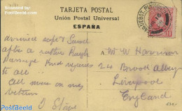 Spain 1908 Greeting Card From Las Palmas To Liverpool, Postal History - Brieven En Documenten