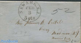 United States Of America 1852 Folding Letter From The USA, Postal History - Cartas & Documentos