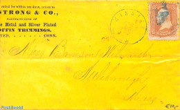 United States Of America 1866 Small Yellow Envelope From Winsted Co. To Attleborough,Mass., Postal History - Cartas & Documentos