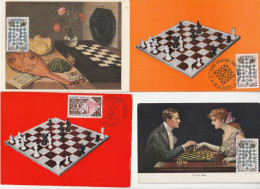 LOT " JEU D'ECHECS " Sur 4 Cartes Maximum De France De 1966 Et 1974 Parfait état. CM à Saisir !!! - Schach