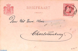 Suriname, Colony 1899 Postcard 2.5c, From Beneden Commewijne To Charlottenburg, Used Postal Stationary - Andere & Zonder Classificatie