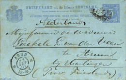 Suriname, Colony 1901 Postcard 5c To Arum (NL) Pakketboot, Used Postal Stationary - Other & Unclassified