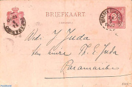 Suriname, Colony 1900 Postcard (folded) From BENEDEN COMMEWIJNE To Paramaribo, Used Postal Stationary - Other & Unclassified