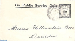 New Zealand 1897 Envelope NZ Treasury Free, From Wellington To Dunedin, Used Postal Stationary - Covers & Documents