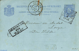 Suriname, Colony 1906 Postcard 5c From Paramaribo To Den Helder, Postmark: SURINAME VIA HAVRE, Used Postal Stationary - Autres & Non Classés