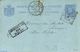 Suriname, Colony 1906 Postcard 5c From Paramaribo To Den Helder, Postmark: SURINAME VIA HAVRE, Used Postal Stationary - Altri & Non Classificati