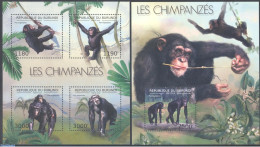 Burundi 2012 Chimpansees 2 S/s, Mint NH, Nature - Animals (others & Mixed) - Monkeys - Andere & Zonder Classificatie