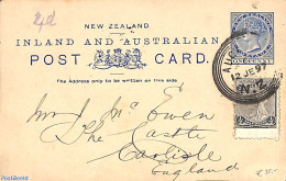 New Zealand 1897 Postcard, Uprated To 1.5d, To England, Used Postal Stationary - Briefe U. Dokumente