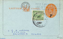 New Zealand 1953 Letter Card, Uprated To Holland, Used Postal Stationary - Briefe U. Dokumente