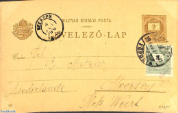Hungary 1899 Postcard 2c, Uprated To Meersen, Used Postal Stationary - Lettres & Documents