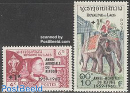 Laos 1960 World Refugees Year 2v, Unused (hinged), History - Nature - Various - Refugees - Elephants - Int. Year Of Re.. - Refugiados