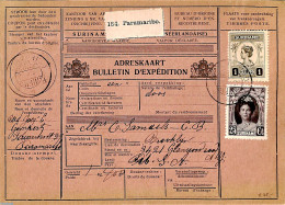 Suriname, Colony 1929 Parcel Card, Postal History - Sonstige & Ohne Zuordnung