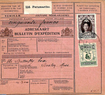 Suriname, Colony 1929 Parcel Card Paramaribo To Boston, Postal History - Other & Unclassified