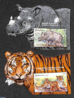 Malaysia 2019 Wild Animals 2 S/s, Mint NH, Nature - Animals (others & Mixed) - Cat Family - Rhinoceros - Other & Unclassified