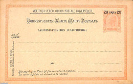 Austria 1891 Levant, Reply Paid Postcard 20p On 5kr/20p On 5 Kr (3rd Text Line 52mm), Unused Postal Stationary - Storia Postale