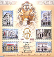 Romania 2020 140 Years National Bank 6v M/s, Mint NH, Various - Banking And Insurance - Nuovi