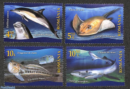 Romania 2022 Protected Fauna Of The Black Sea 4v, Mint NH, Nature - Fish - Sea Mammals - Unused Stamps