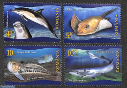 Romania 2022 Protected Fauna Of The Black Sea 4v, Mint NH, Nature - Fish - Sea Mammals - Ongebruikt