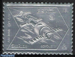 Sharjah 1972 Soyuz II 1v Silver, Mint NH, Transport - Space Exploration - Schardscha