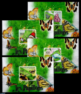 Central Africa 2011 Butterflies 4 S/s, Imperforated, Mint NH, Nature - Butterflies - Centrafricaine (République)