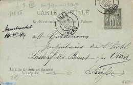 France 1894 Reply Paid Postcard 10/10c, Used Postal Stationary - 1859-1959 Covers & Documents