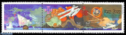 Brazil 2022 First South Atlantic Flight 3v [::], Mint NH, Transport - Aircraft & Aviation - Ships And Boats - Nuevos