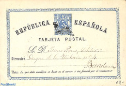 Spain 1874 Postcard 5c, Used, Used Postal Stationary - Covers & Documents