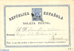 Spain 1874 Postcard 5c, Used, Used Postal Stationary - Briefe U. Dokumente