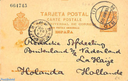 Spain 1902 Postcard 10c (P40aI) To Holland, Used Postal Stationary - Covers & Documents