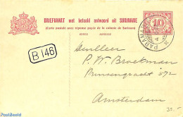 Suriname, Colony 1926 Reply Paid Postcard 10/10c, Used Postal Stationary - Altri & Non Classificati