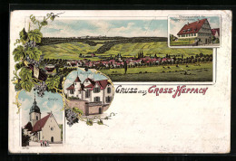 Lithographie Gross-Heppach, Bildungsanstalt Für Kinderpflegerinnen, Schloss Und Kirche  - Autres & Non Classés