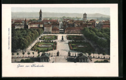 AK Karlsruhe, Blick über Den Schlosspark Auf Die Stadt  - Karlsruhe