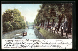 Lithographie Hamburg-Uhlenhorst, Ruderboot Am Hofweg  - Noord