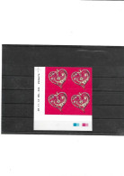 TP Autoadhésif Saint Valentin " De Tout Coeur" Hermès 2013 N° 788 X 4 Année 2013 N** Support Blanc - Unused Stamps