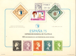 730756 MNH ESPAÑA Hojas Recuerdo 1975 EXPOSICION MUNDIAL DE FILATELIA - Neufs