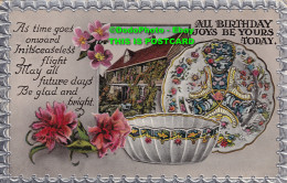 R355454 All Birthday Joys Be Yours Today. Flowers House And Colourful Plate. 192 - World