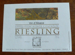 RIESLING - VIN D'ALSACE LES MAITRES GOUSTIERS - ETIQUETTE NEUVE - Riesling