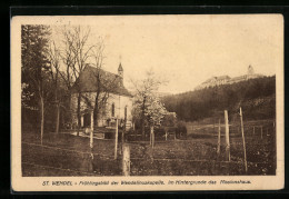 AK St. Wendel, Frühlingsbild Der Wendelinuskapelle, Im Hintergrund Das Missionshaus  - Kreis Sankt Wendel