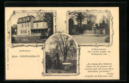 AK Jena, Schillerhaus Und Schillerdenkmal  - Jena