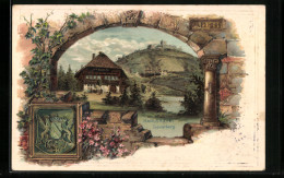 Präge-Lithographie Karlsruhe I. B., Gasthaus Auf Dem Läuterberg, Wappen  - Karlsruhe