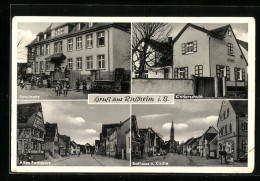 AK Karlsruhe, Russheim, Kinderschule, Rathaus Und Kirche, Schulhaus, Altes Fachwerk  - Karlsruhe