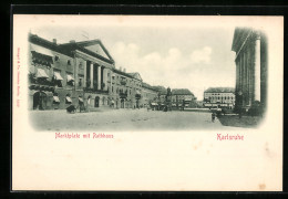 AK Karlsruhe I. B., Marktplatz Mit Dem Rathaus  - Karlsruhe