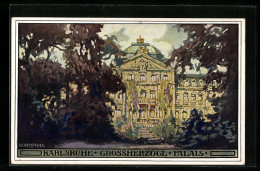 Künstler-AK Karlsruhe I. B., Vor Dem Grossherzoglichen Palais  - Karlsruhe
