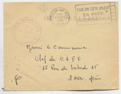 LETTRE FM OFFICIEL MEC TOULON 1955 VAR + GRIFFE ROUGE ESC " SOUDANAIS" + MARINE NATIONALE - Seepost