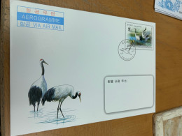 Korea Stamp Birds WWF Used FDC Aerogramme - Korea, North